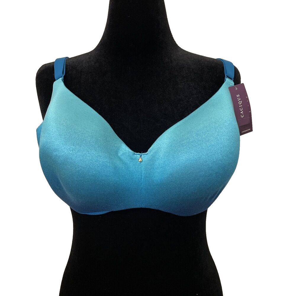 Cacique Balconette Bra 42DDD Teal Ombre Blue Body Smoothing Back Smoothing NWT